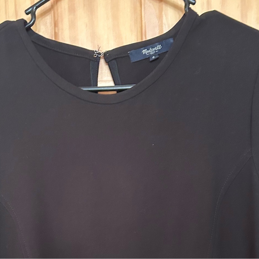 Madewell Black Short-Sleeve Midi A-Line Dress - Picture 2 of 4